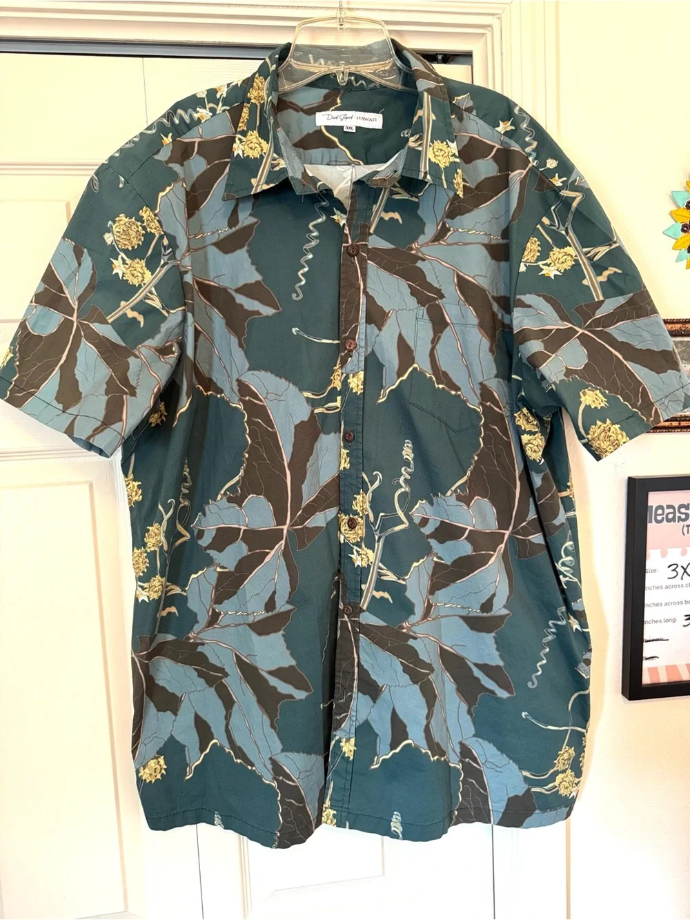 David Shepard Hawai’i Blue Tailored Aloha Shirt Size 3X 3XL HAWAIIAN Button - Picture 1 of 8